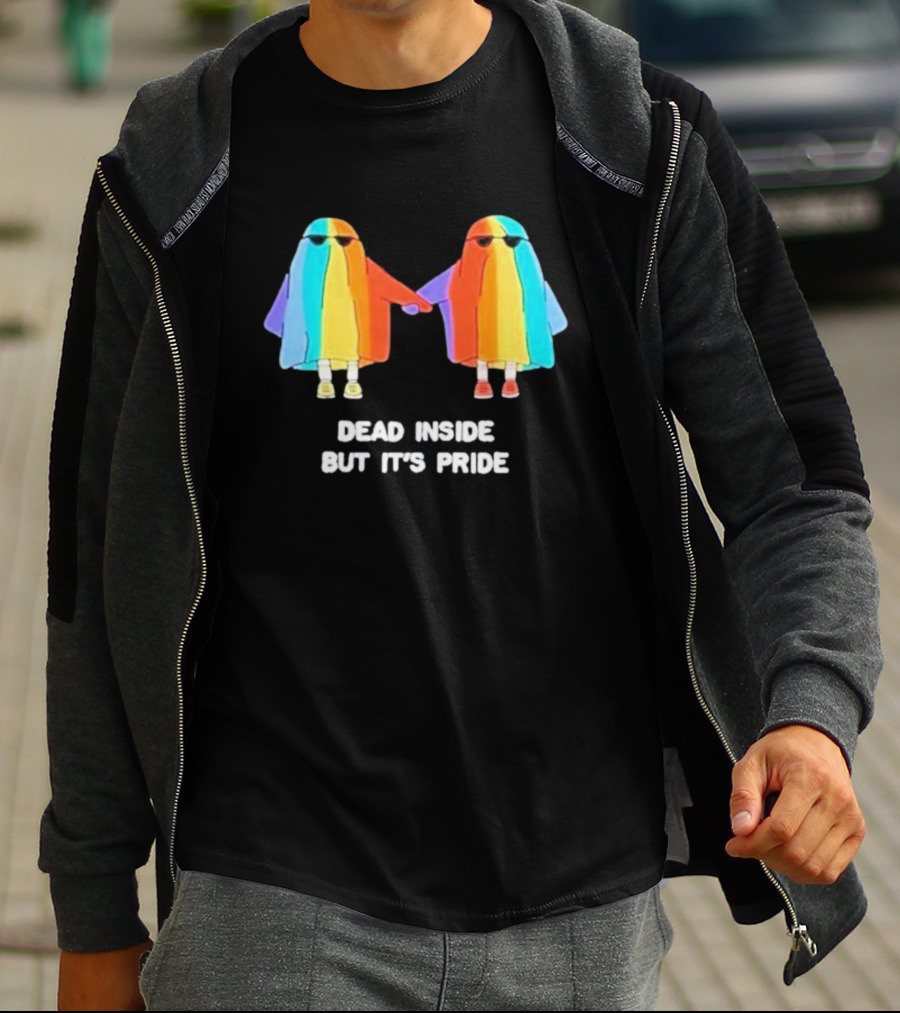 Dead Inside But It’s Rainbow Pride Ghosts Holding Hands T-Shirt