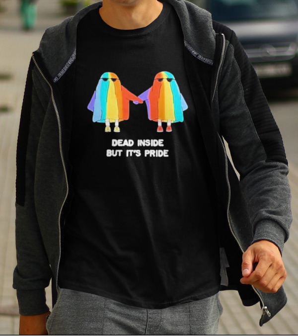 Dead Inside But It’s Rainbow Pride Ghosts Holding Hands T-Shirt