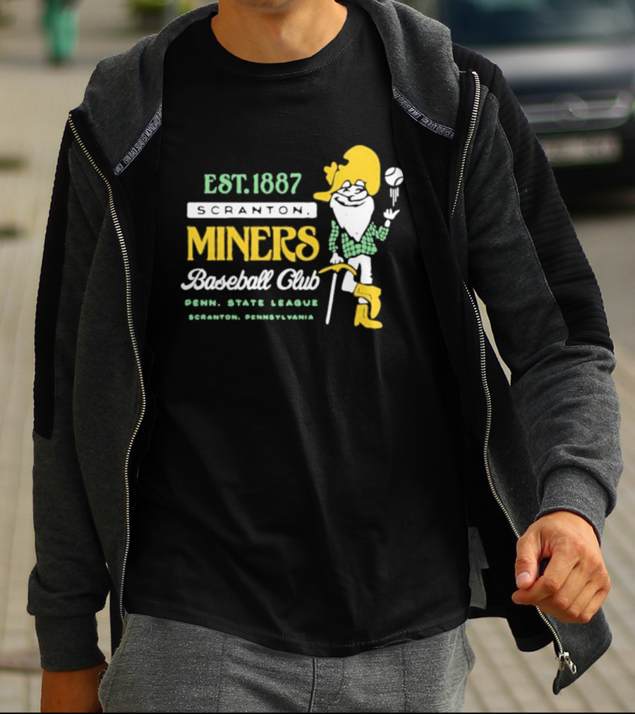 Est 1887 Scranton Miners Baseball Club Penn State League Scranton Pennsylvania Mascot T-Shirt