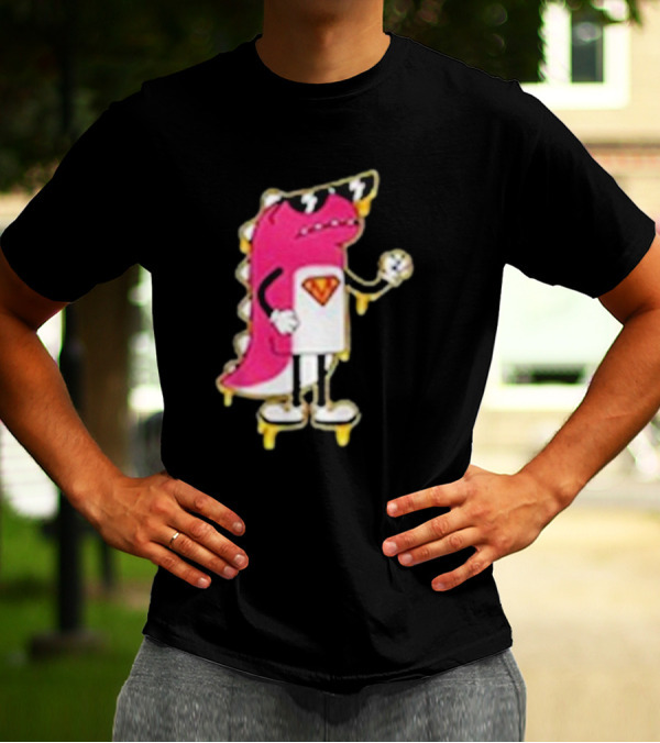 Mikina Mattem Dino Cartoon Character With Sunglasses And Superhero Emblem T-Shirt
