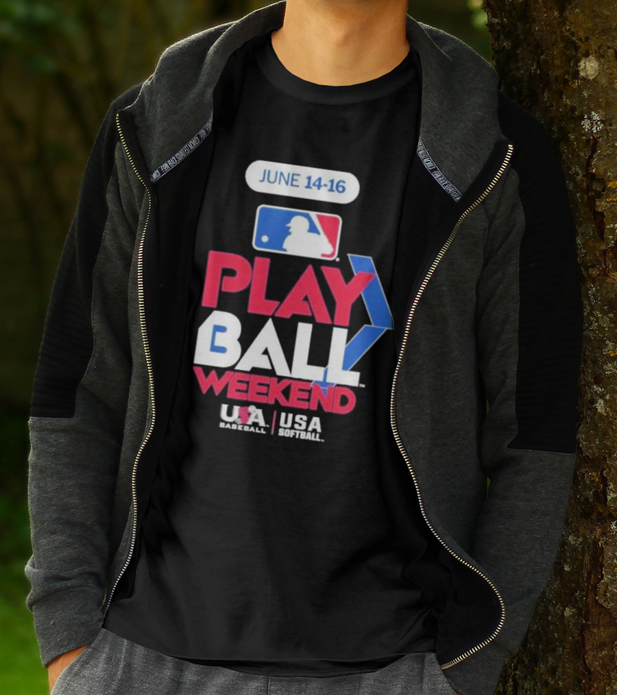 MLB Play Ball Weekend June 14-16 USA Baseball USA Softball T-Shirt