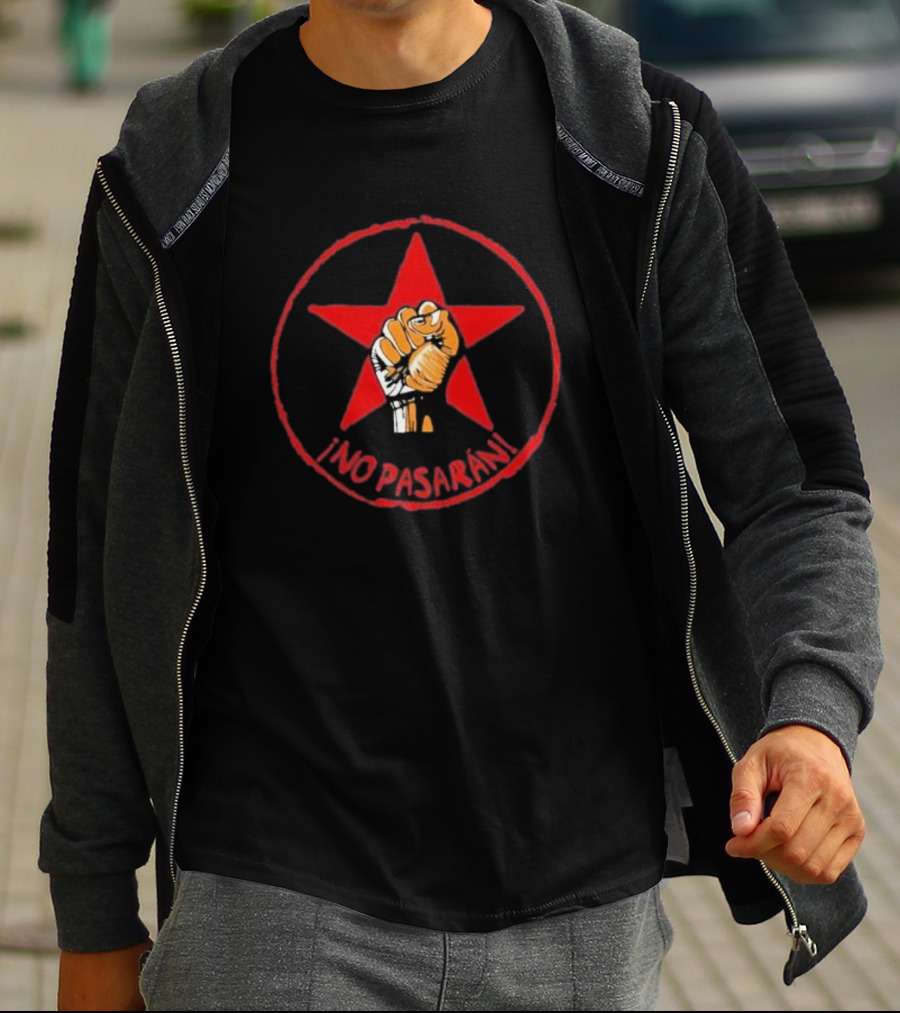 No Pasaran Red Star Fist Symbol Spanish Civil War T-Shirt