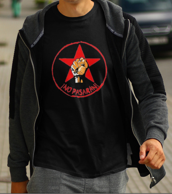 No Pasaran Red Star Fist Symbol Spanish Civil War T-Shirt