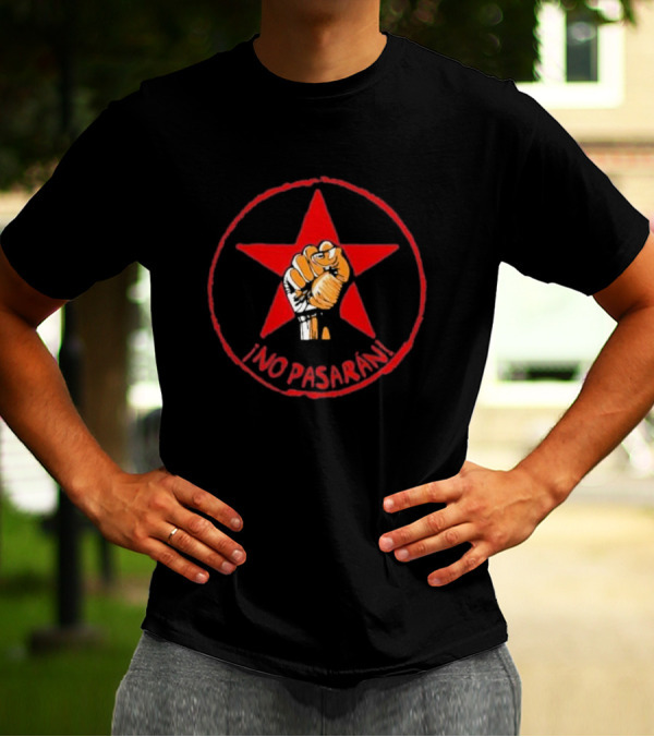 No Pasaran Red Star Fist Symbol Spanish Civil War T-Shirt