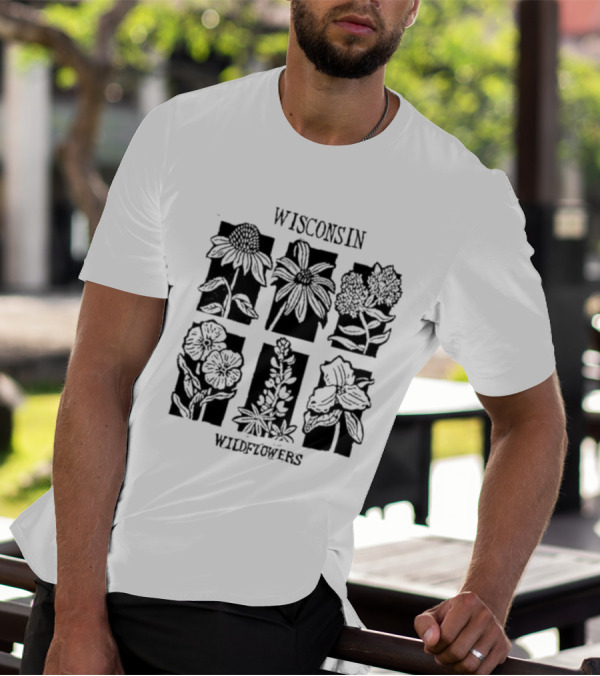 Wisconsin Wildflowers Sunflower Coneflower Milkweed Marigold Lupine Iris T-Shirt