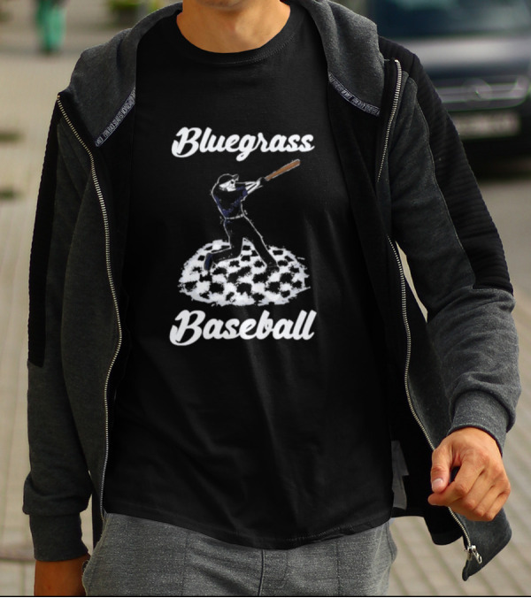 Bluegrass Baseball Skeleton Player Batting On Checkered Field T-Shirt
