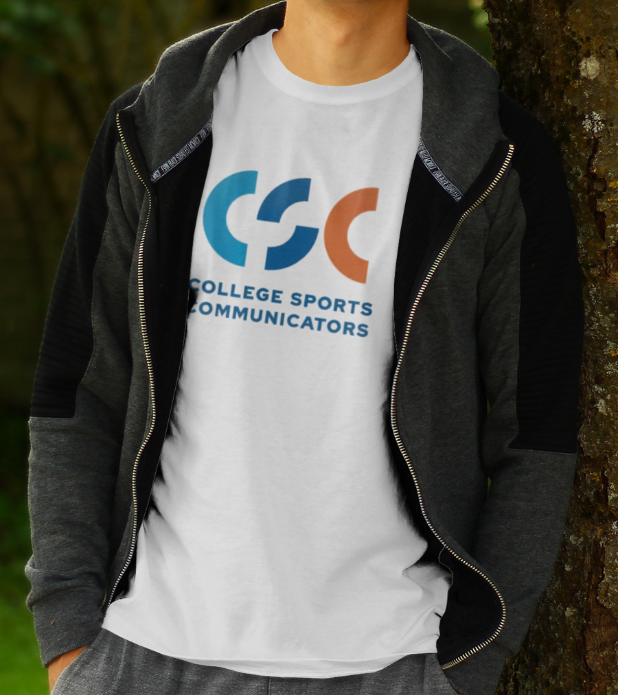 CSC College Sports Communicators Blue Orange T-Shirt