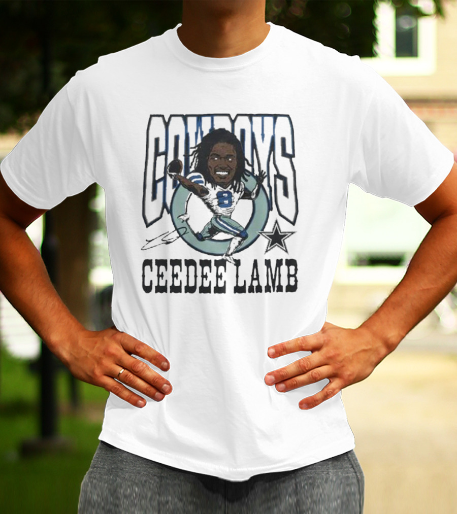 Cowboys Ceedee Lamb Number 88 Football Star Signature T-Shirt