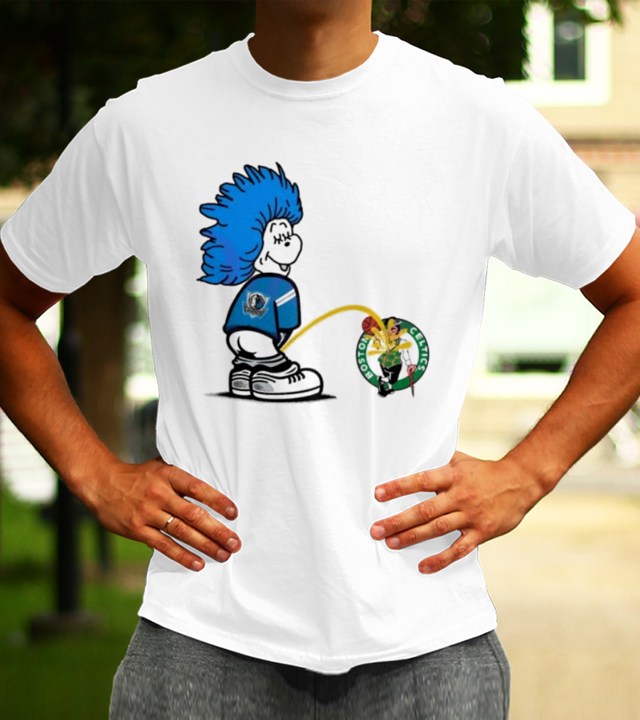 Dr Seuss Thing One Dallas Mavericks Urine On Boston Celtics T-Shirt