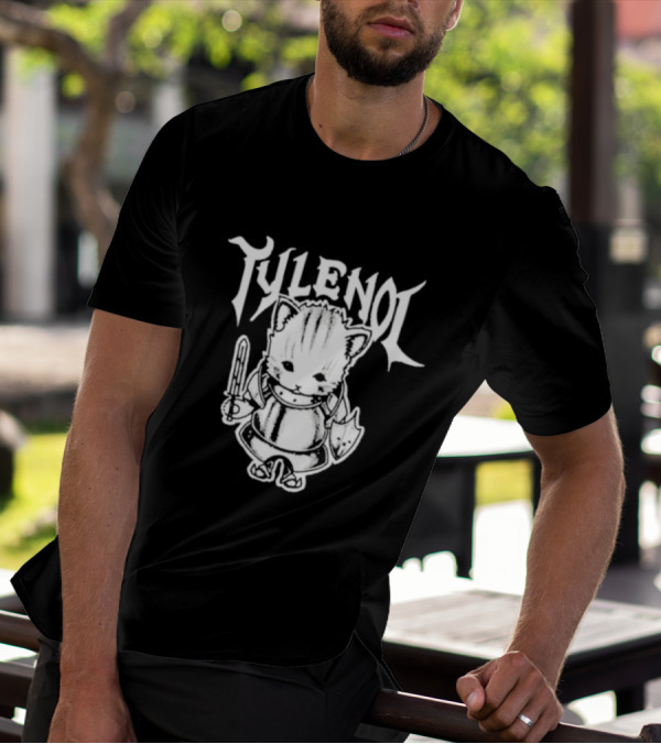 Tylenol Knight Cat Holding Sword And Shield By K45ink T-Shirt