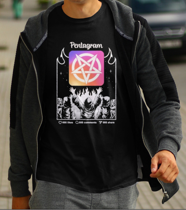 Pentagram Vol 2 666 Likes 666 Comments 666 Share Hoodie Circle Icon Ritual T-Shirt