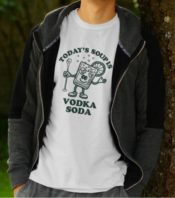 Today’s Soup Is Vodka Soda Cartoon Glass With Spoon And Lemon Slice T-Shirt