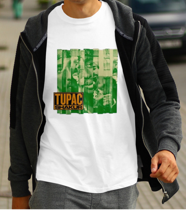 Tupac Shakur Green Photo Collage T-Shirt