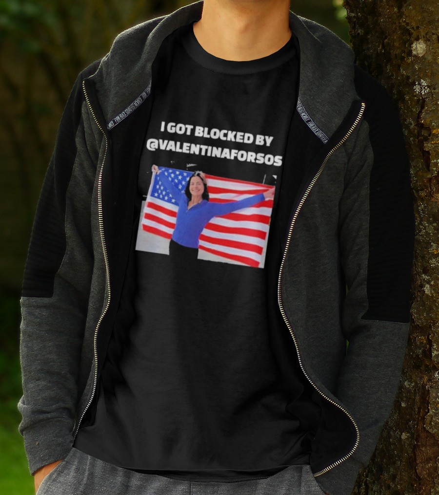 I Got Blocked By Valentina For Sos American Flag T-Shirt