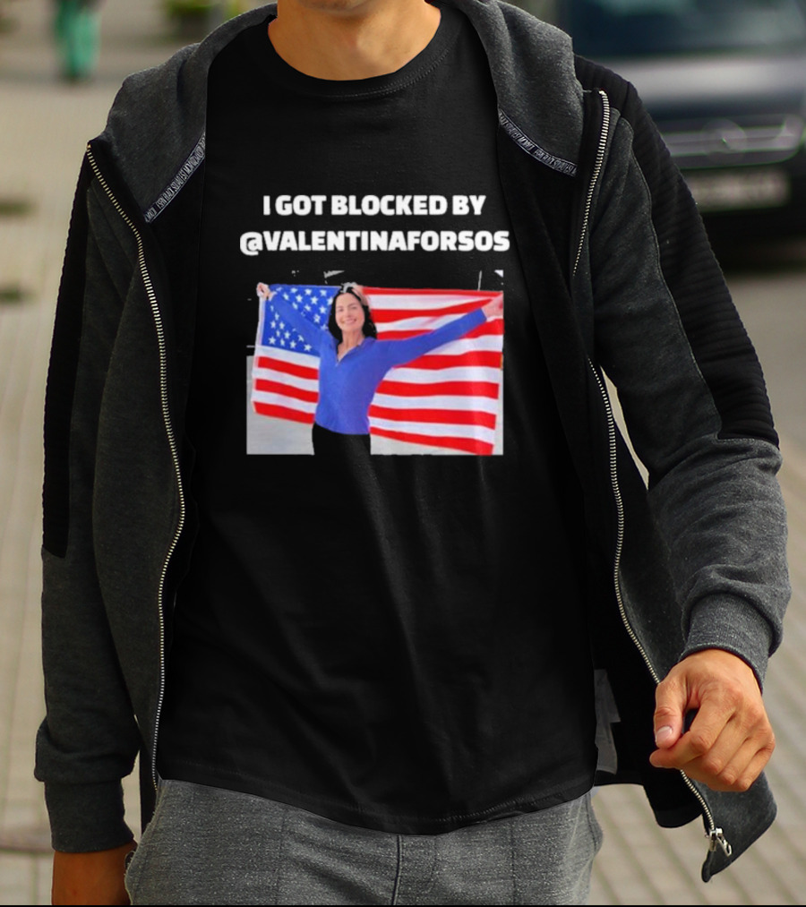 I Got Blocked By Valentina For Sos American Flag T-Shirt
