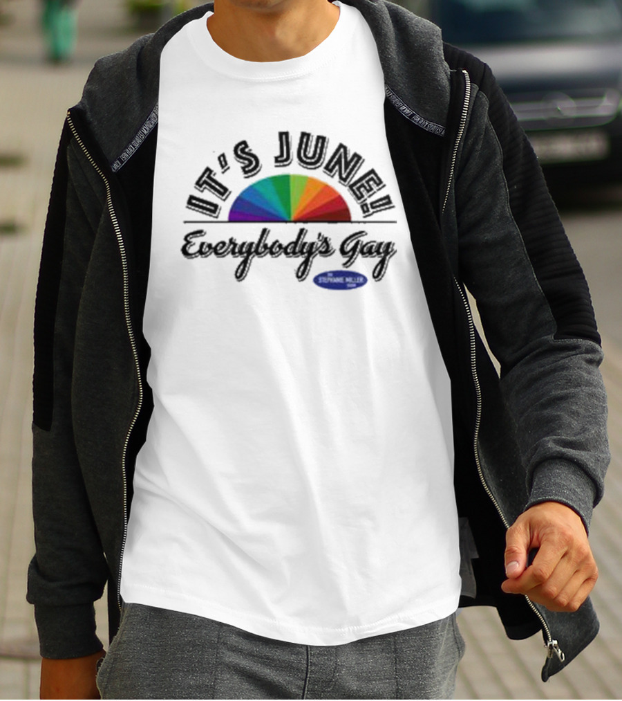 IT'S JUNE Everybody's Gay Stephanie Miller Rainbow T-Shirt