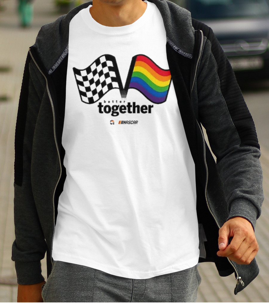 NASCAR Checkered Flag Better Together Rainbow Pride T-Shirt