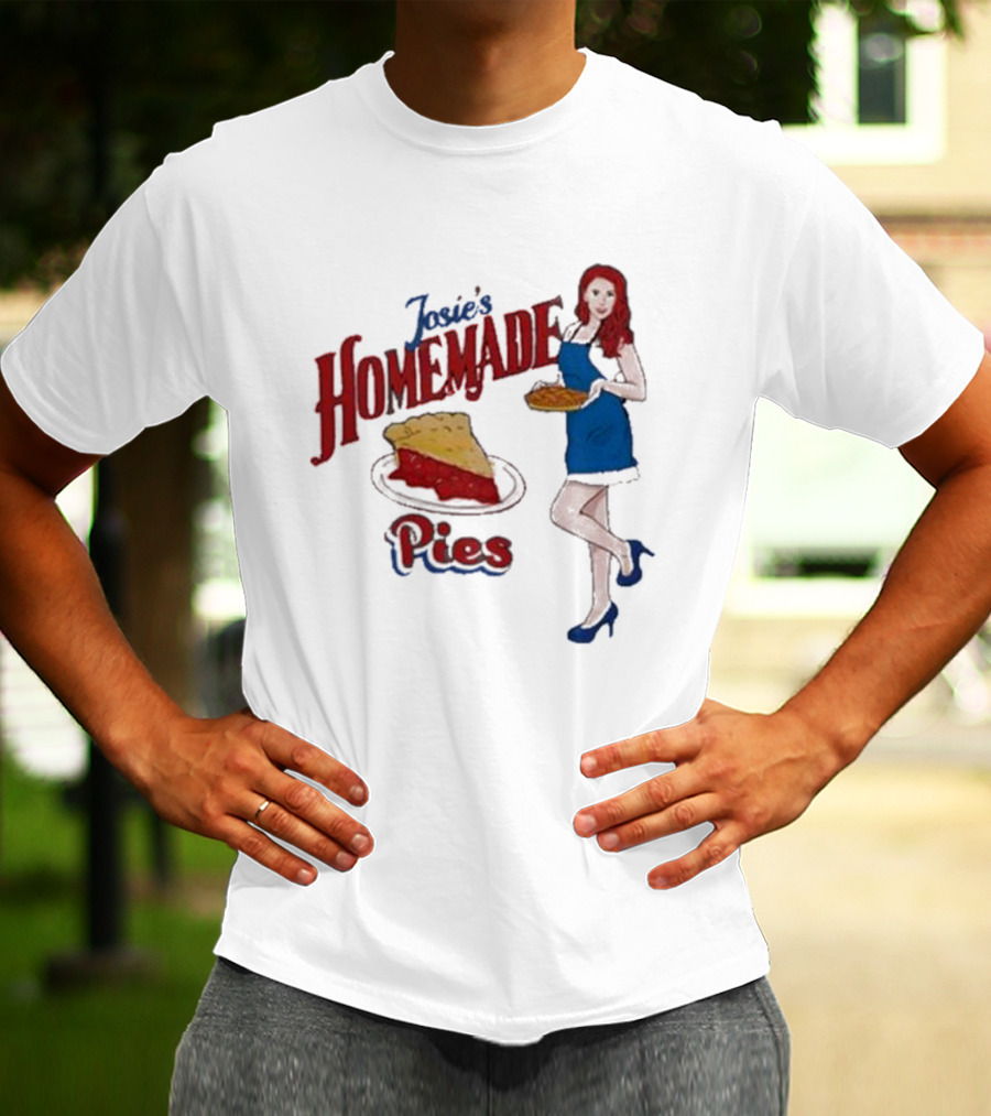 Josie’s Homemade Pies Woman With Cherry Pie And Blue Dress T-Shirt