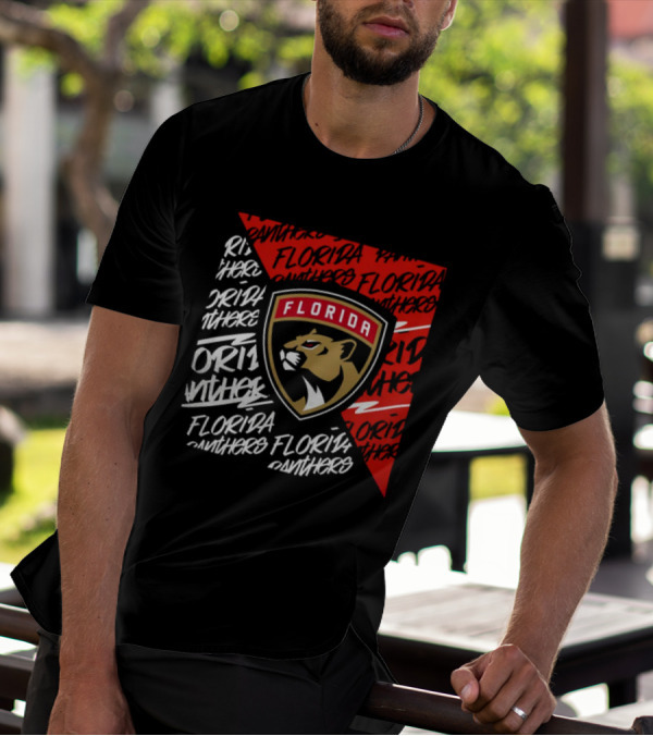 Florida Panthers Logo Text Florida Panthers Divide T-Shirt