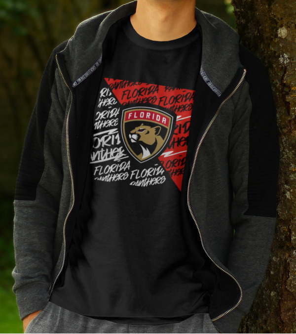 Florida Panthers Logo Text Florida Panthers Divide T-Shirt