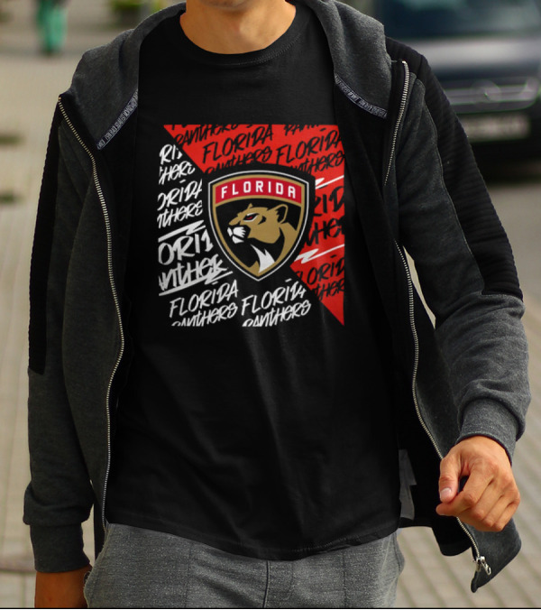 Florida Panthers Logo Text Florida Panthers Divide T-Shirt