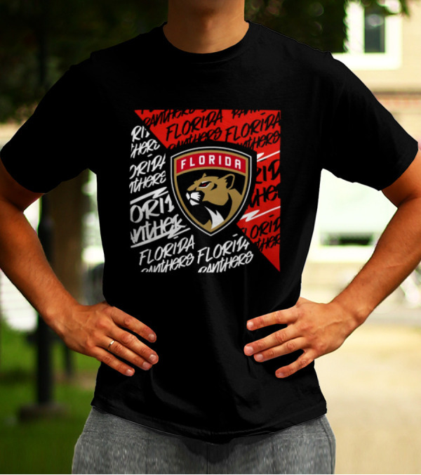 Florida Panthers Logo Text Florida Panthers Divide T-Shirt