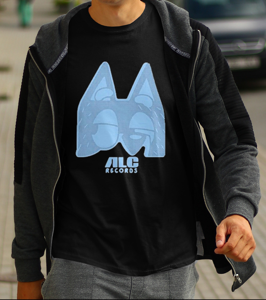 ALC Records Store Blue Cartoon Face Seasons Change T-Shirt