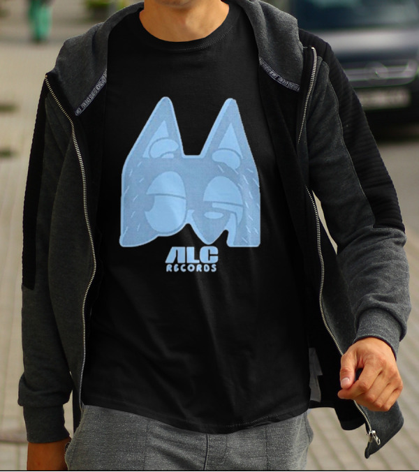 ALC Records Store Blue Cartoon Face Seasons Change T-Shirt