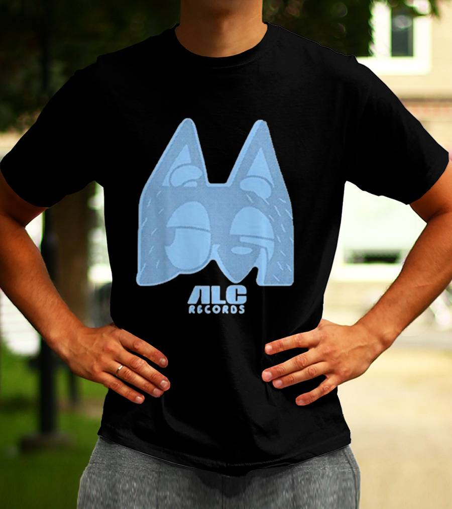 ALC Records Store Blue Cartoon Face Seasons Change T-Shirt