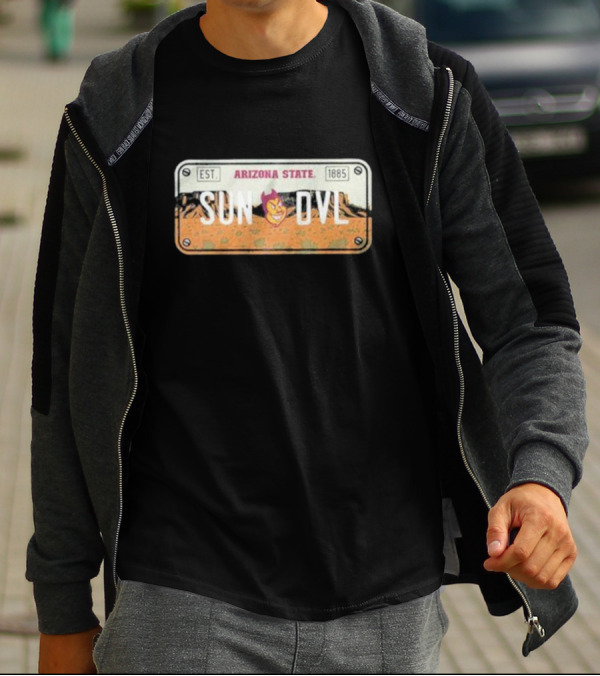 Arizona State Sun Devils Est 1885 License Plate T-Shirt