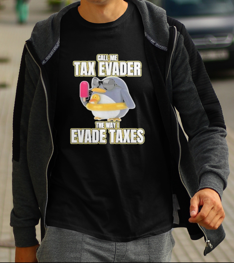 Call Me Tax Evader The Way I Evade Taxes Penguin With Sunglasses And Ice Cream T-Shirt
