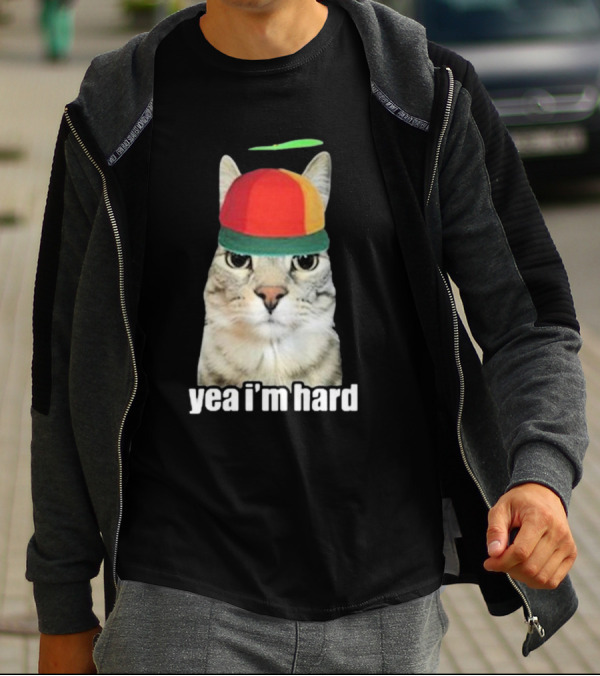 Yea I'm Hard Cat In Propeller Hat T-Shirt