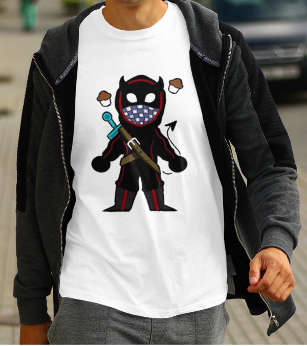 Coryxkenshin Badboyhalo Cute Cartoon Character With Sword And Muffins T-Shirt