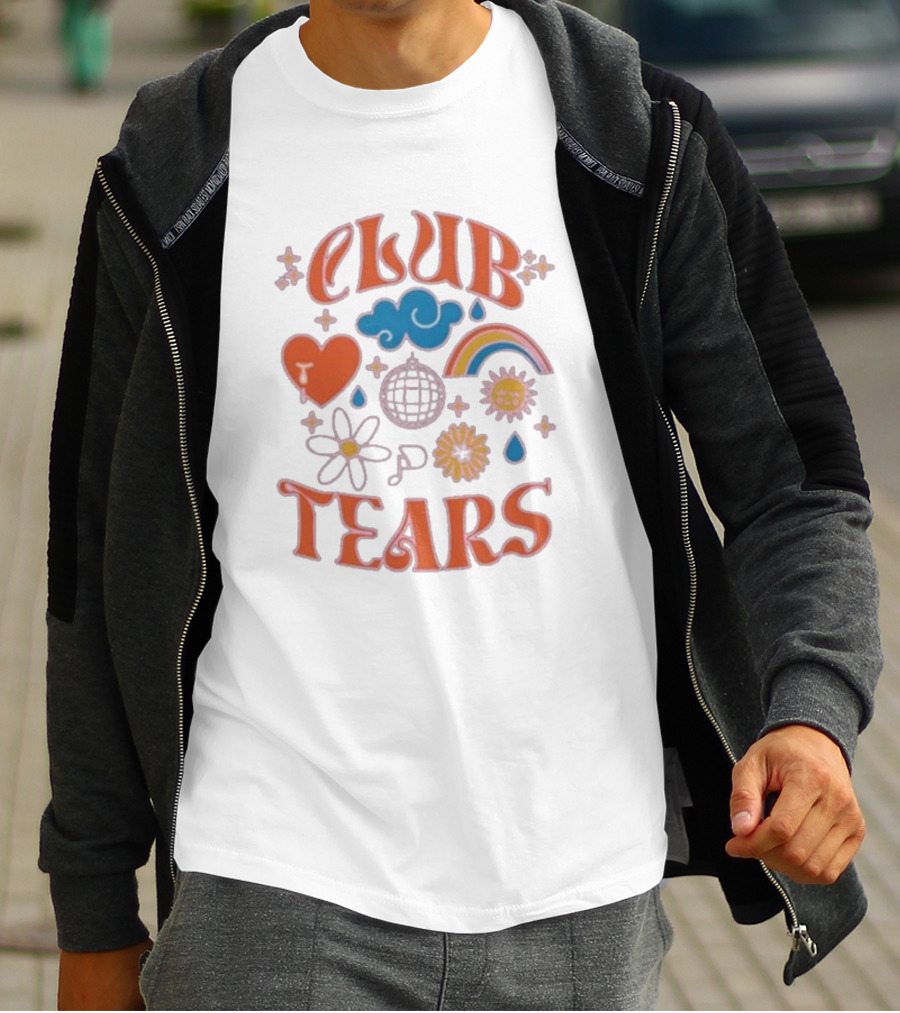 Little Mix Club Tears Rainbow Disco Heart Flowers T-Shirt