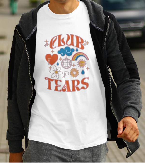 Little Mix Club Tears Rainbow Disco Heart Flowers T-Shirt