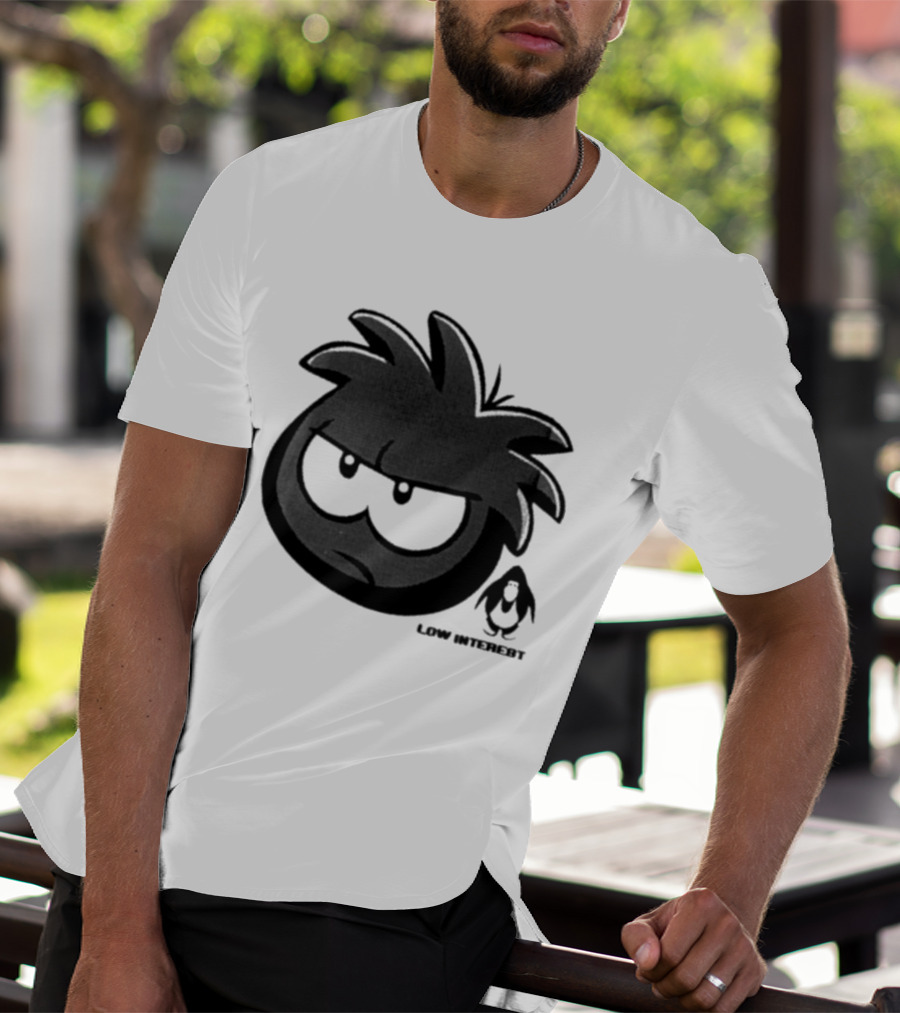 Low Interest Puffle Grumpy Face With Penguin T-Shirt