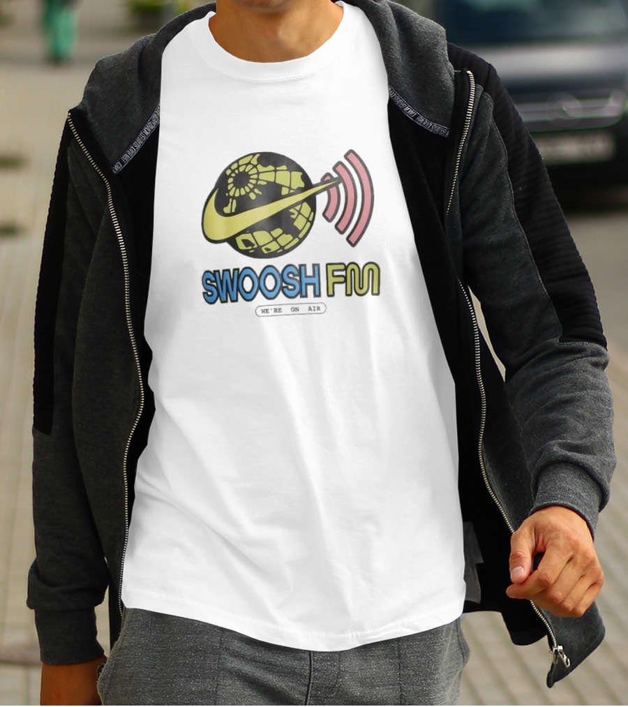 Niike Sportswear Max90 Swoosh FM We're On Air Global Broadcast Signal T-Shirt