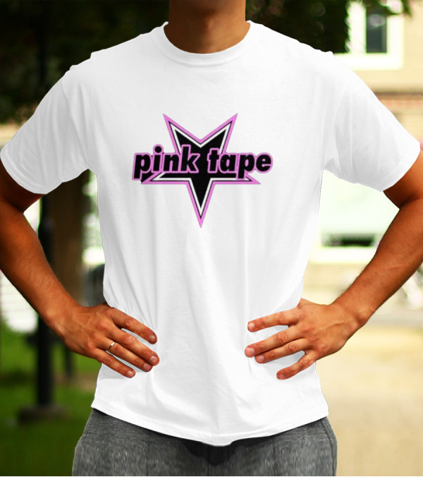 Pink Tape Star Icon Bold Black And Pink T-Shirt