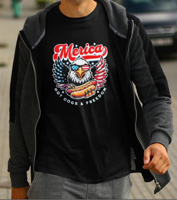 Merica American Eagle With Hot Dogs And Freedom T-Shirt