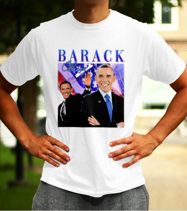 BARACK Obama Smiling Pose With Patriotic Background T-Shirt