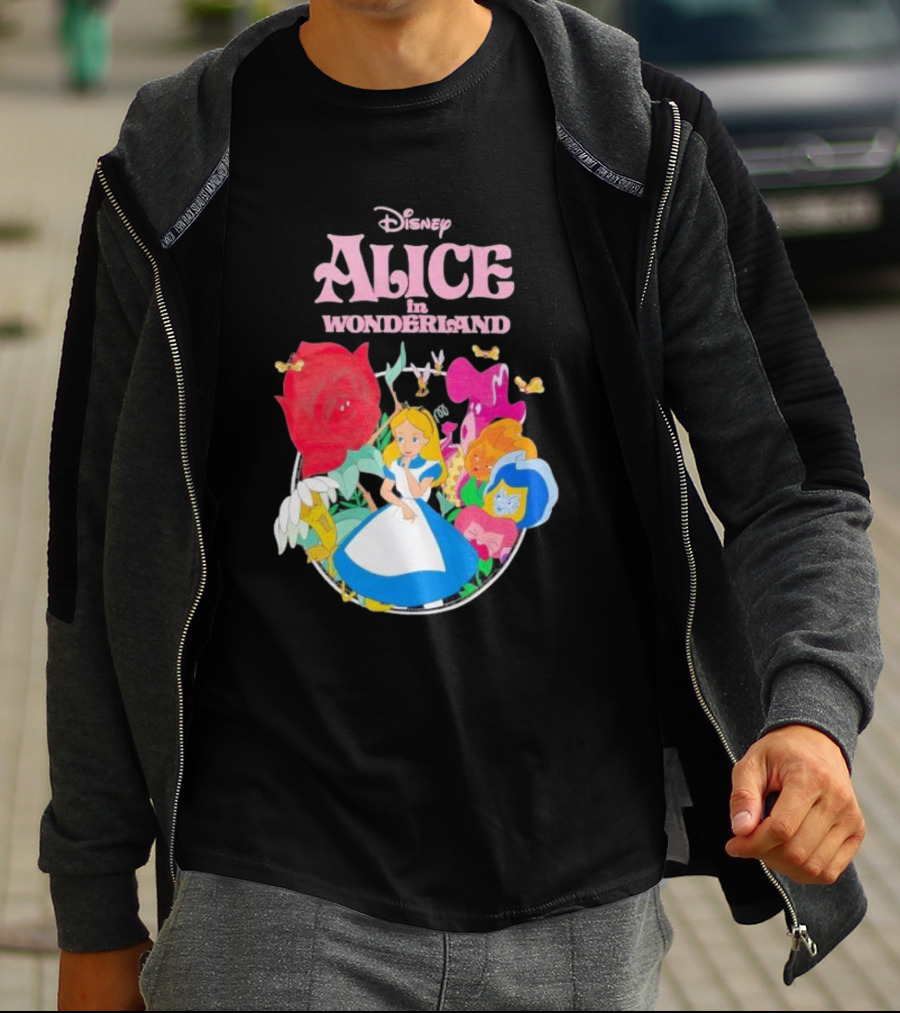 Disney Alice In Wonderland Flowers And Characters Classic T-Shirt
