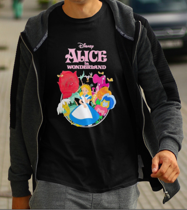Disney Alice In Wonderland Flowers And Characters Classic T-Shirt