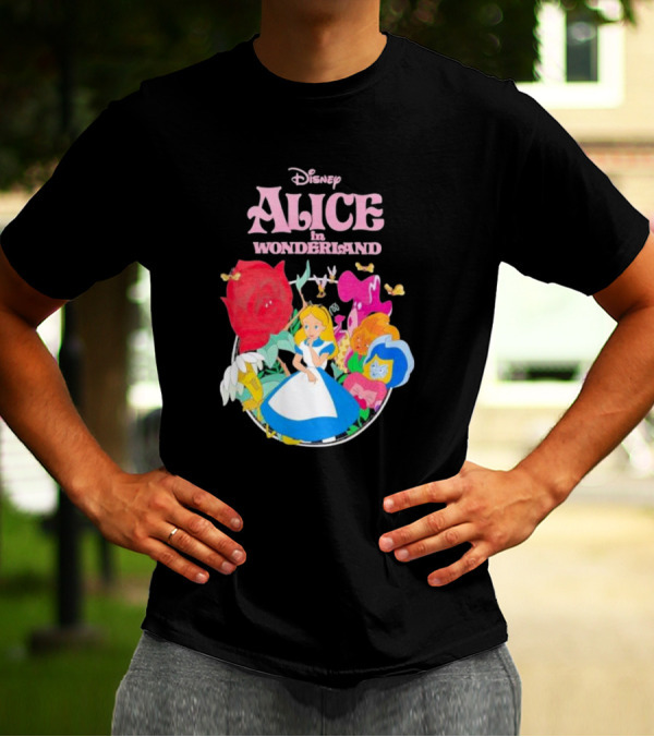 Disney Alice In Wonderland Flowers And Characters Classic T-Shirt