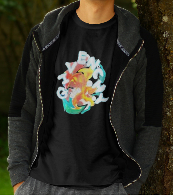 Louis Tomlinson Givenchy Psychedelic Oversized Top Colorful Swirl Text T-Shirt