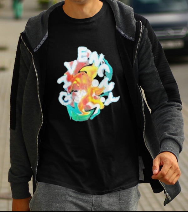 Louis Tomlinson Givenchy Psychedelic Oversized Top Colorful Swirl Text T-Shirt