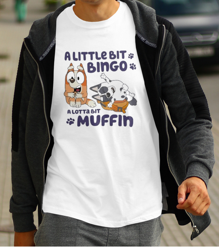 A Little Bit Bingo A Lotta Bit Muffin Cartoon Characters With Paw Prints T-Shirt