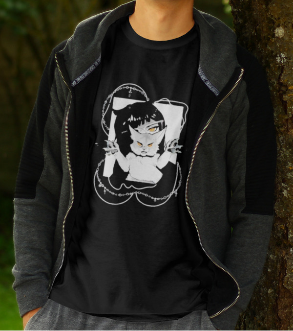 Aspens Cat Attack White Cat And Chains T-Shirt