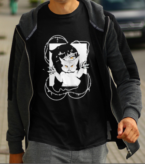 Aspens Cat Attack White Cat And Chains T-Shirt