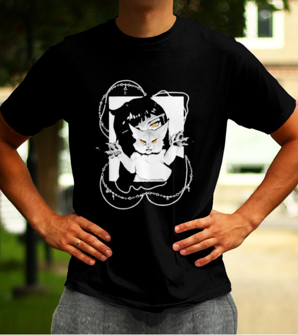 Aspens Cat Attack White Cat And Chains T-Shirt