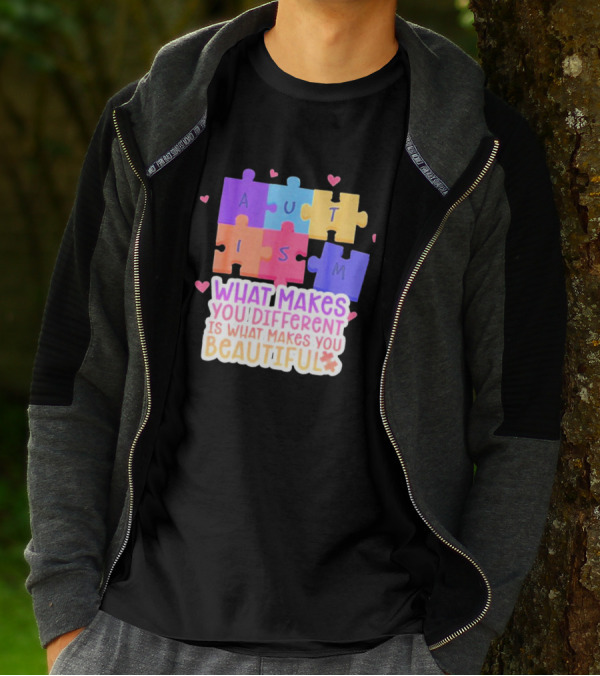 Autism Puzzle Pieces What Makes You Different Is What Makes You Beautiful T-Shirt